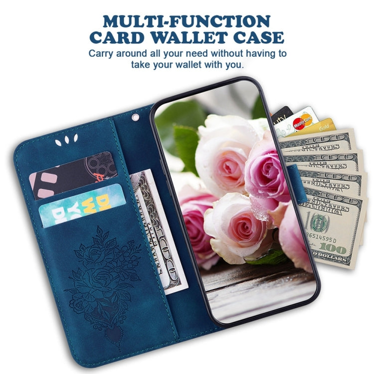 For Samsung Galaxy S25+ 5G Butterfly Rose Embossed Leather Phone Case(Blue) - Galaxy S25+ 5G Cases by PMC TechLife | Online Shopping South Africa | PMC TechLife | Buy Now Pay Later Mobicred