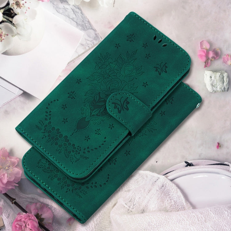 For Samsung Galaxy S25+ 5G Butterfly Rose Embossed Leather Phone Case(Green) - Galaxy S25+ 5G Cases by PMC TechLife | Online Shopping South Africa | PMC TechLife | Buy Now Pay Later Mobicred