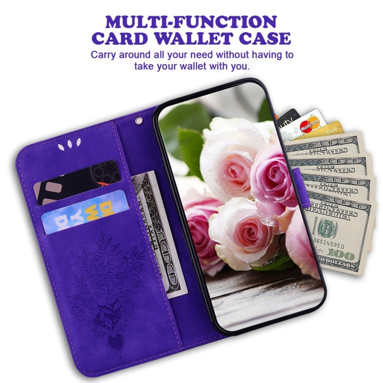 For Samsung Galaxy S25+ 5G Butterfly Rose Embossed Leather Phone Case(Purple) - Galaxy S25+ 5G Cases by PMC TechLife | Online Shopping South Africa | PMC TechLife | Buy Now Pay Later Mobicred