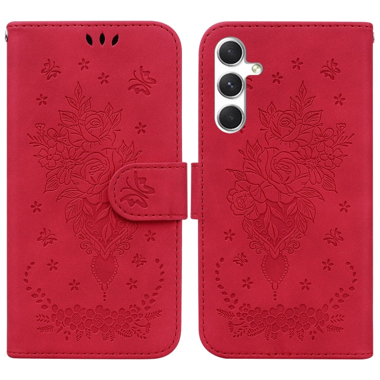 For Samsung Galaxy S25+ 5G Butterfly Rose Embossed Leather Phone Case(Red) - free shipping - PMC Jewellery - Order now!