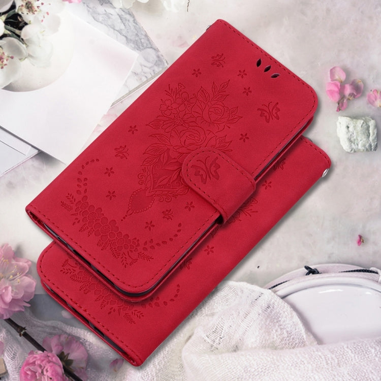 For Samsung Galaxy S25 Ultra 5G Butterfly Rose Embossed Leather Phone Case(Red) - Galaxy S25 Ultra 5G Cases by PMC TechLife | Online Shopping South Africa | PMC TechLife | Buy Now Pay Later Mobicred