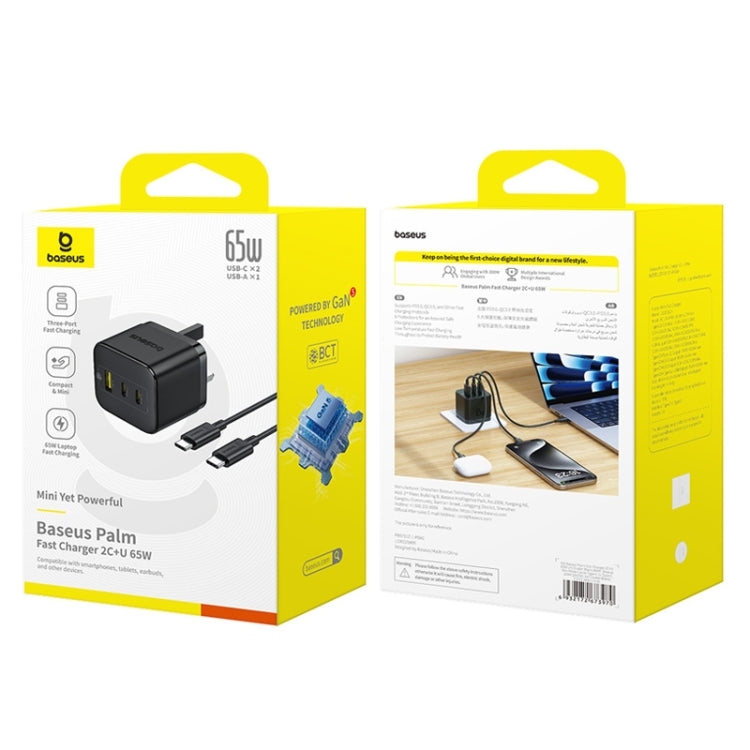 Baseus PD65W USB and 2 USB-C / Type-C Fast Charger With 1m Type-C Cable, Plug Type:UK Plug(Black) - free shipping - PMC TechLife - Order now!