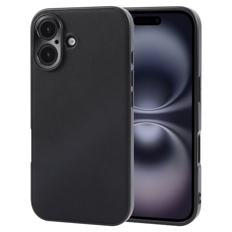 For iPhone 16 Plus GEBEI Plain Leather TPU Hybrid PU Phone Case(Black) - free shipping - PMC Jewellery - Order now!