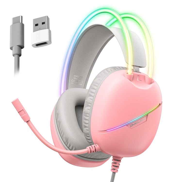 ONIKUMA X33 Head-mounted RGB Light E-Sports Gaming Headset, Cable Length: 2m(Pink) - Multimedia Headset by ONIKUMA | Online Shopping South Africa | PMC TechLife | Buy Now Pay Later Mobicred