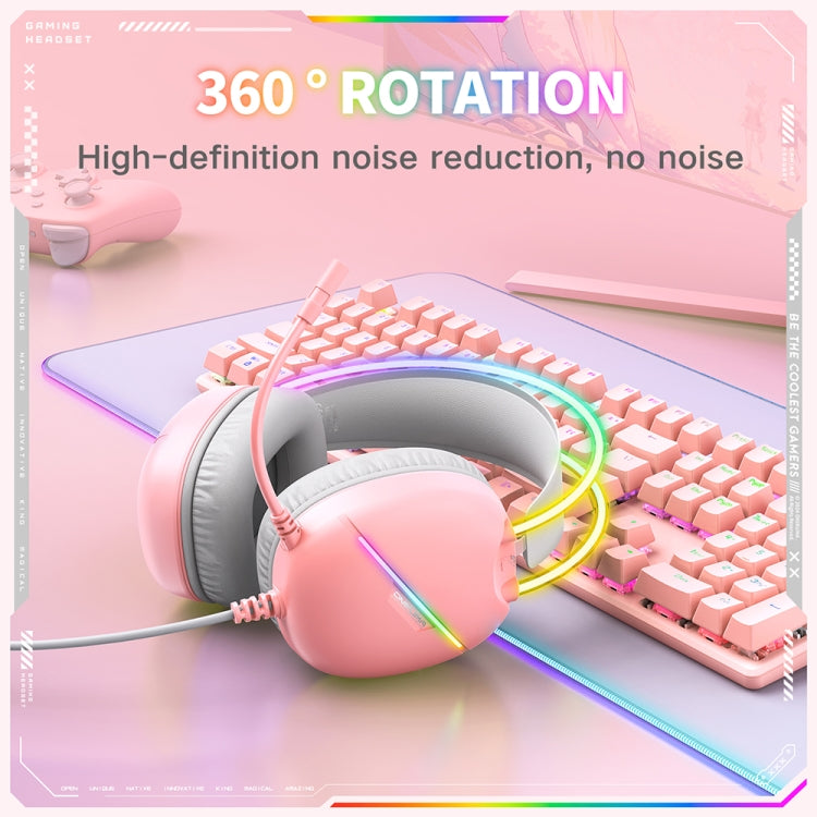 ONIKUMA X33 Head-mounted RGB Light E-Sports Gaming Headset, Cable Length: 2m(Pink) - Multimedia Headset by ONIKUMA | Online Shopping South Africa | PMC TechLife | Buy Now Pay Later Mobicred