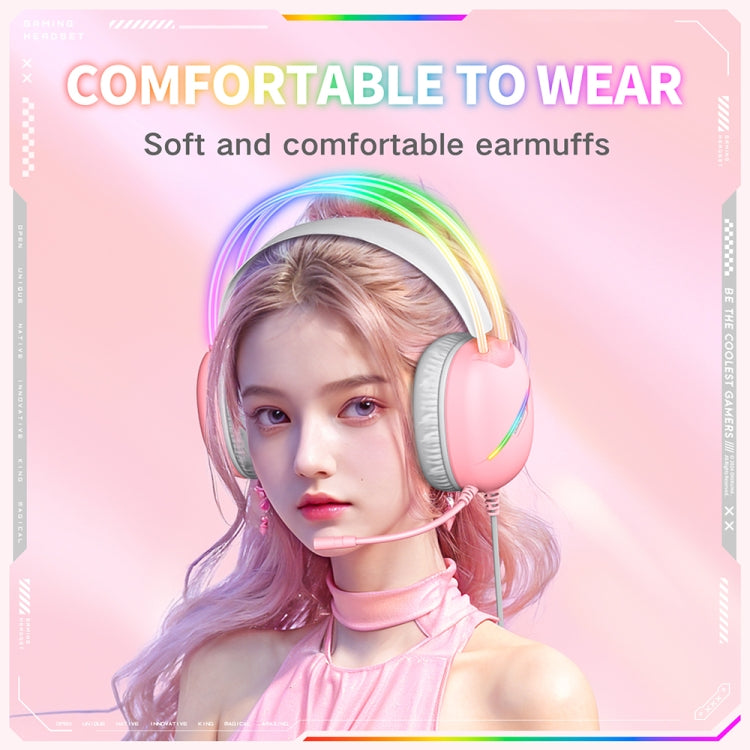 ONIKUMA X33 Head-mounted RGB Light E-Sports Gaming Headset, Cable Length: 2m(Pink) - Multimedia Headset by ONIKUMA | Online Shopping South Africa | PMC TechLife | Buy Now Pay Later Mobicred