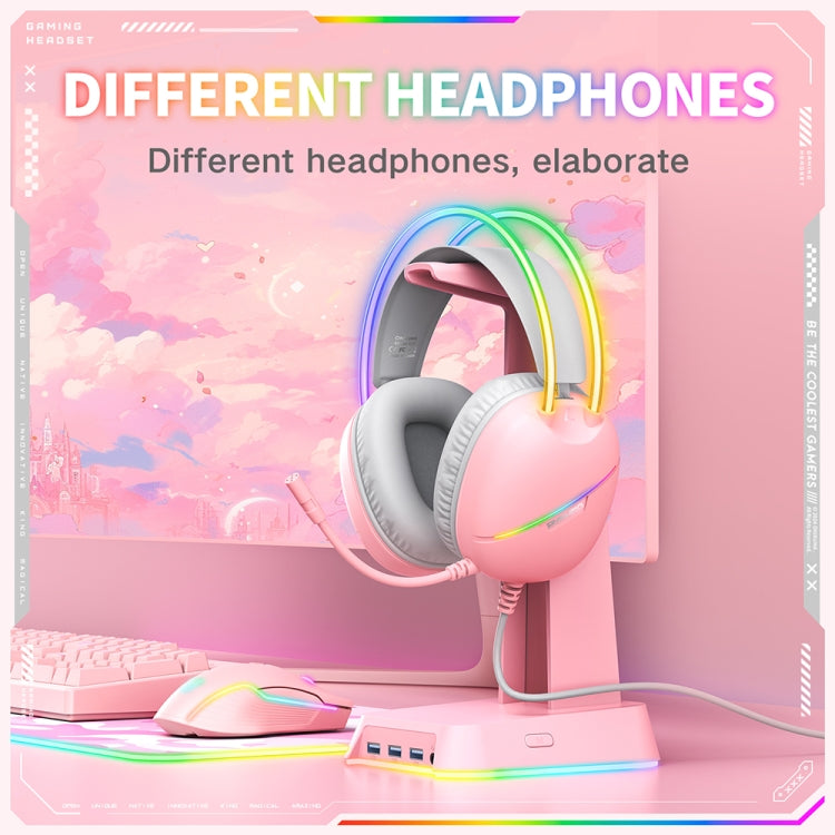 ONIKUMA X33 Head-mounted RGB Light E-Sports Gaming Headset, Cable Length: 2m(Pink) - Multimedia Headset by ONIKUMA | Online Shopping South Africa | PMC TechLife | Buy Now Pay Later Mobicred