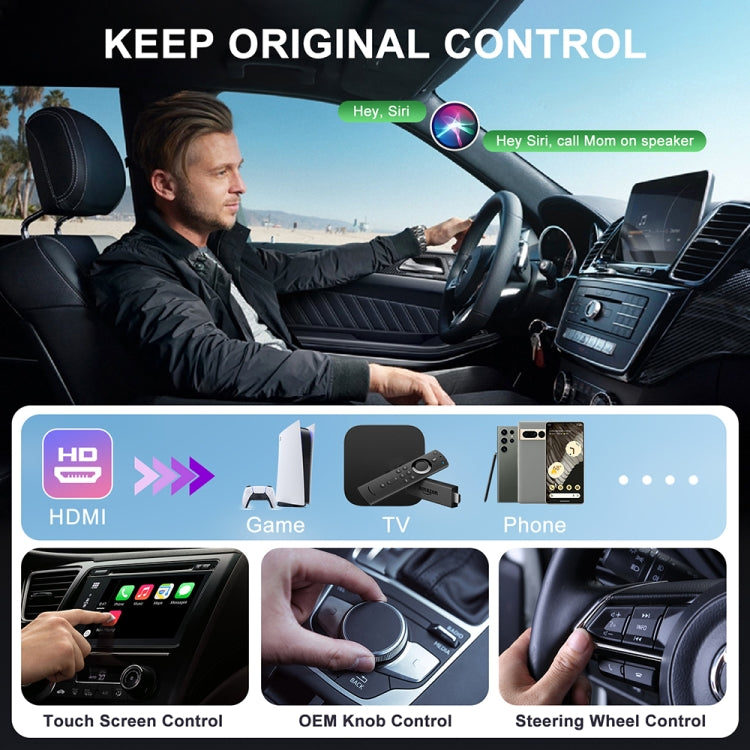 USB and HDMI Wired to Wireless CarPlay Auto Adapter, Specification:Square(Silver) - free shipping - PMC Jewellery - Order now!