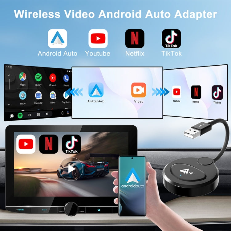 USB Interface Wired to Wireless CarPlay Auto Adapter for Android, Specification:Round(Carbon Fiber) - free shipping - PMC Jewellery - Order now!