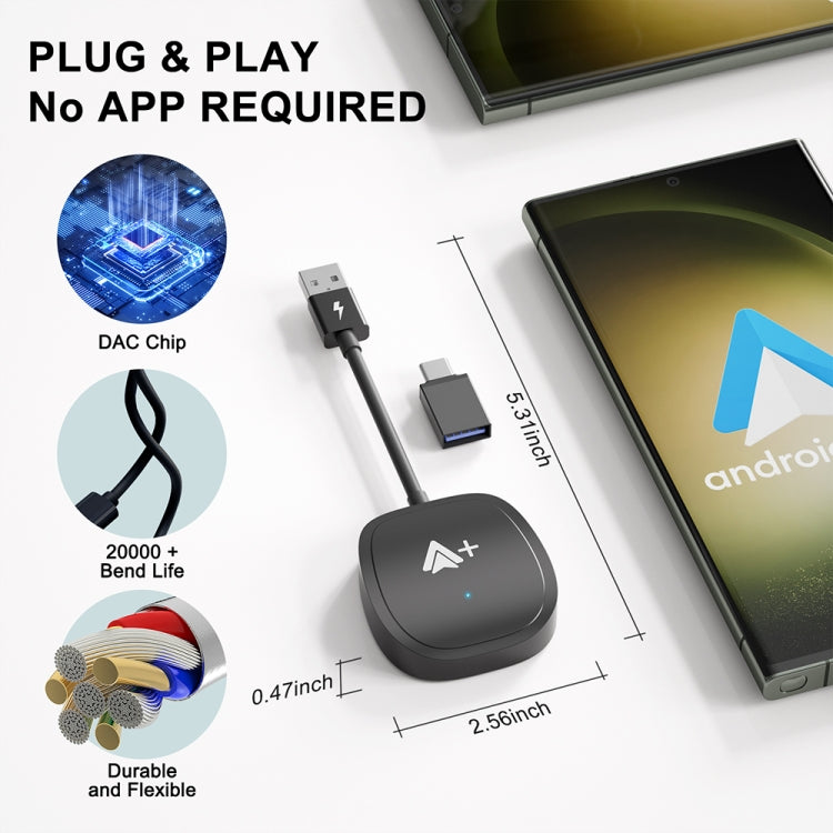 USB Interface Wired to Wireless CarPlay Auto Adapter for Android, Specification:Square(Carbon Fiber) - free shipping - PMC Jewellery - Order now!