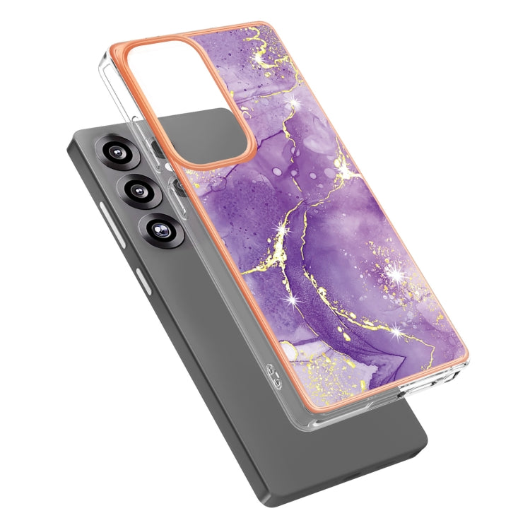 For Samsung Galaxy S25 Ultra 5G Electroplating Marble Pattern Dual-side IMD TPU Shockproof Phone Case(Purple 002) - Galaxy S25 Ultra 5G Cases by PMC Jewellery | Online Shopping South Africa | PMC Jewellery | Buy Now Pay Later Mobicred