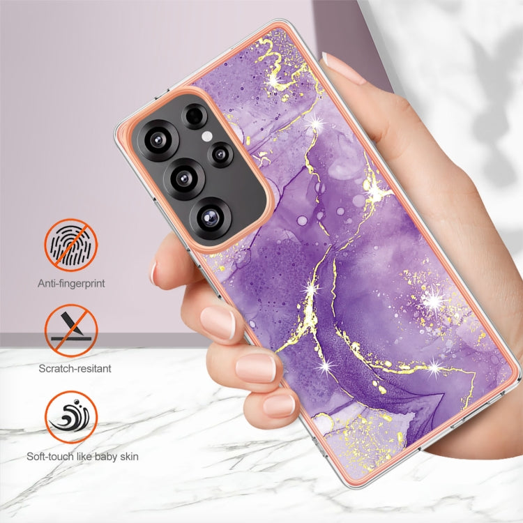 For Samsung Galaxy S25 Ultra 5G Electroplating Marble Pattern Dual-side IMD TPU Shockproof Phone Case(Purple 002) - Galaxy S25 Ultra 5G Cases by PMC Jewellery | Online Shopping South Africa | PMC Jewellery | Buy Now Pay Later Mobicred