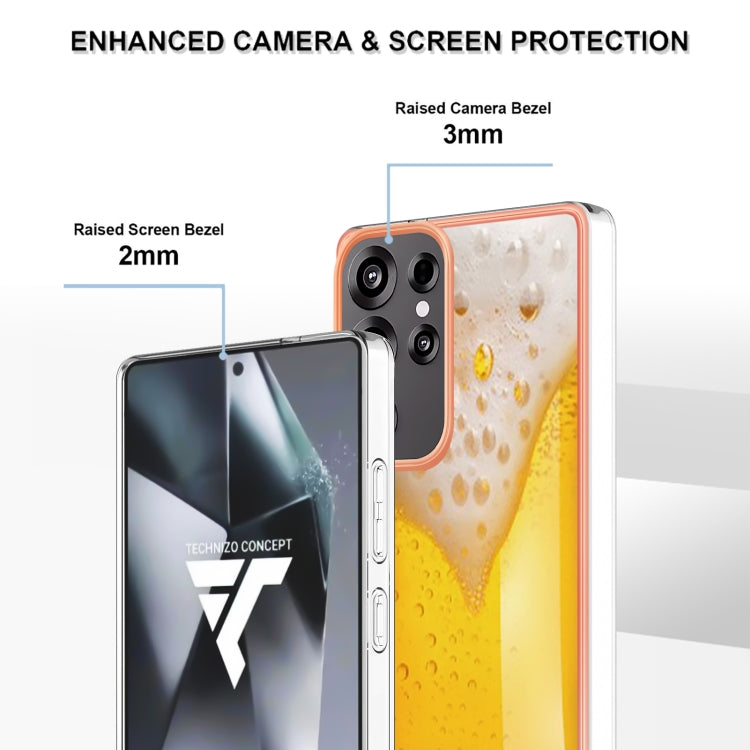 For Samsung Galaxy S25 Ultra 5G Electroplating Marble Dual-side IMD Phone Case(Draft Beer) - Galaxy S25 Ultra 5G Cases by PMC Jewellery | Online Shopping South Africa | PMC Jewellery | Buy Now Pay Later Mobicred