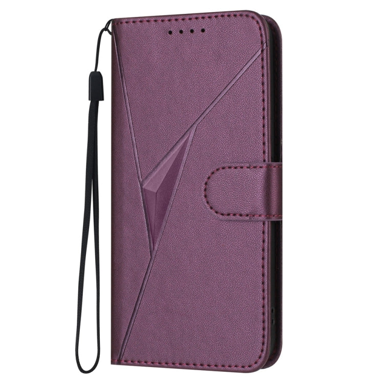 For iPhone 16e Triangle Pattern Buckle Clasp Leather Phone Case(Dark Purple) - iPhone 16e Cases by PMC TechLife | Online Shopping South Africa | PMC TechLife | Buy Now Pay Later Mobicred