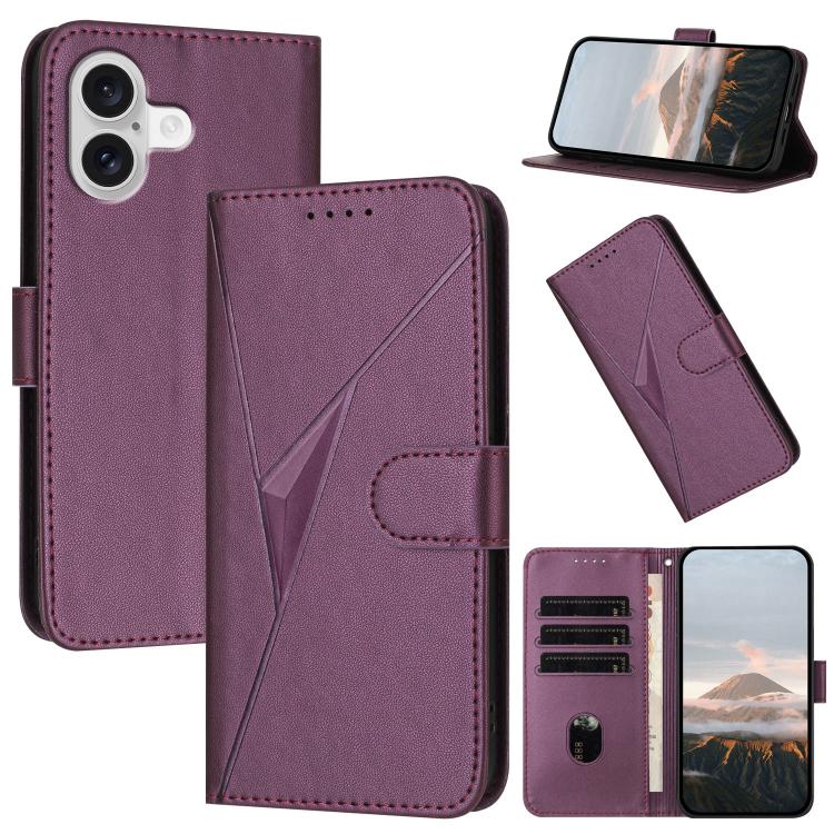 For iPhone 17 Triangle Pattern Buckle Clasp Leather Phone Case(Dark Purple) - free shipping - PMc TechLife - Order now!