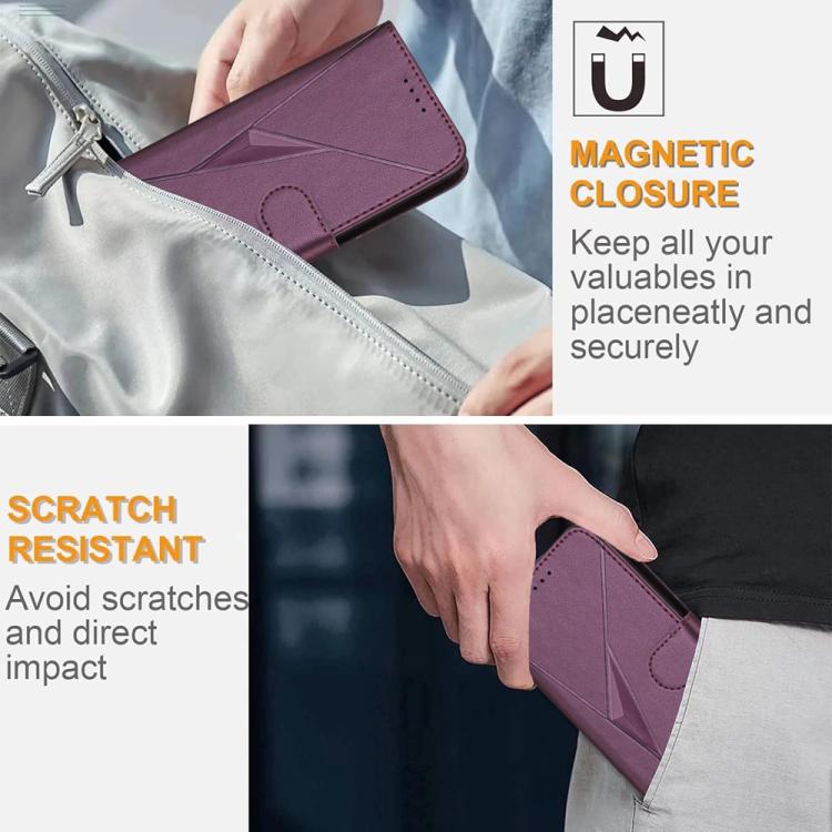 For iPhone 17 Triangle Pattern Buckle Clasp Leather Phone Case(Dark Purple) - free shipping - PMc TechLife - Order now!