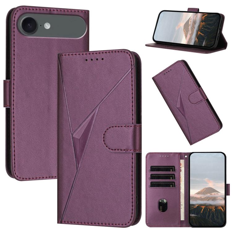 For iPhone 17 Air Triangle Pattern Buckle Clasp Leather Phone Case(Dark Purple) - free shipping - PMc TechLife - Order now!