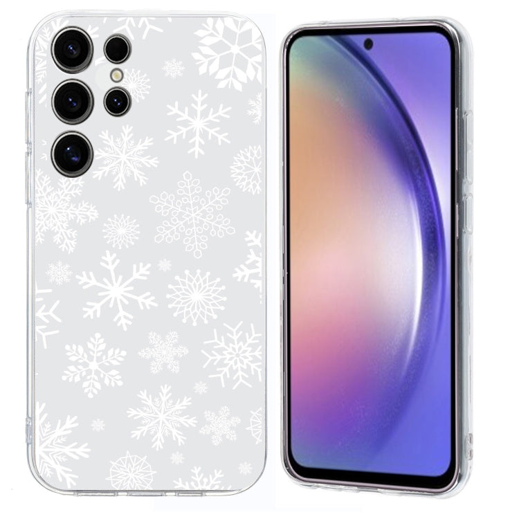 For Samsung Galaxy S25 Ultra 5G Christmas Painted Pattern TPU Transparent Phone Case(Snowflakes) - Galaxy S25 Ultra 5G Cases by PMC Jewellery | Online Shopping South Africa | PMC Jewellery | Buy Now Pay Later Mobicred