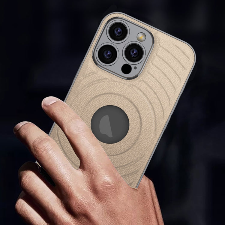 For iPhone 16 Pro Max GKK Plating Leather Wave MagSafe Phone Case(Copper) - free shipping - PMC Jewellery - Order now!