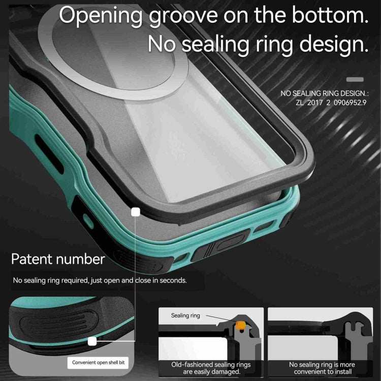 For iPhone 16 Pro RedPepper IP68 Waterproof Triple-proof MagSafe Phone Case(Black Blue) - free shipping - PMC Jewellery - Order now!