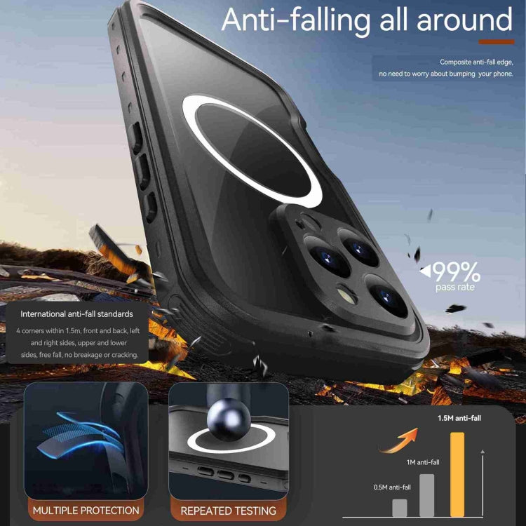 For iPhone 16 Pro RedPepper IP68 Waterproof Triple-proof MagSafe Phone Case(Black) - free shipping - PMC Jewellery - Order now!
