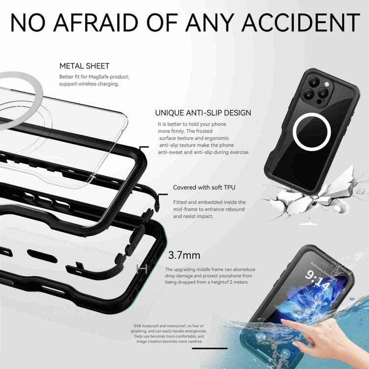 For iPhone 16 Pro RedPepper IP68 Waterproof Triple-proof MagSafe Phone Case(Black) - free shipping - PMC Jewellery - Order now!