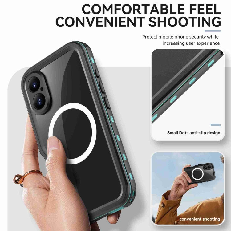 For iPhone 16 Plus RedPepper IP68 Waterproof Triple-proof MagSafe Phone Case(Black Blue) - free shipping - PMC Jewellery - Order now!