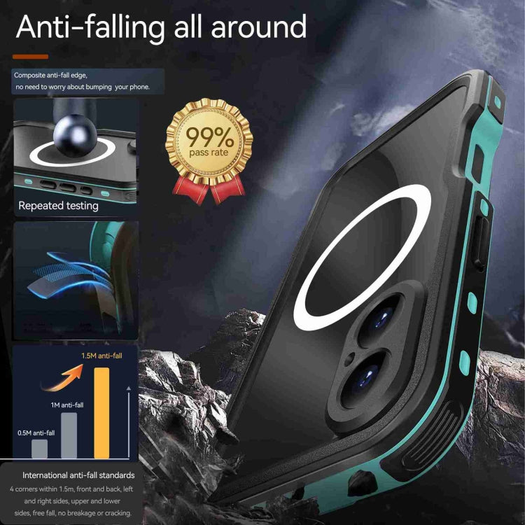 For iPhone 16 Plus RedPepper IP68 Waterproof Triple-proof MagSafe Phone Case(Black Blue) - free shipping - PMC Jewellery - Order now!