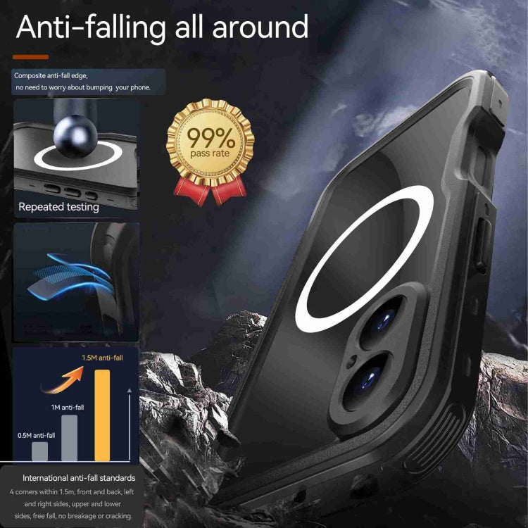 For iPhone 16 Plus RedPepper IP68 Waterproof Triple-proof MagSafe Phone Case(Black) - free shipping - PMC Jewellery - Order now!