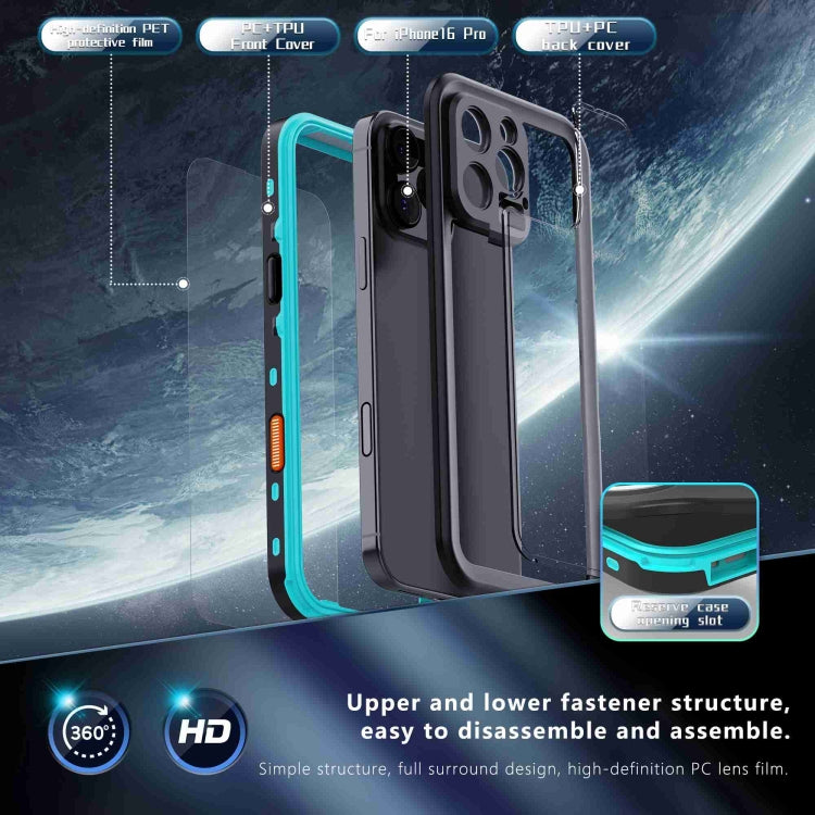 For iPhone 16 Pro Max RedPepper Transparent Dot IP68 Waterproof Triple-proof Phone Case(Black Blue) - free shipping - PMC Jewellery - Order now!
