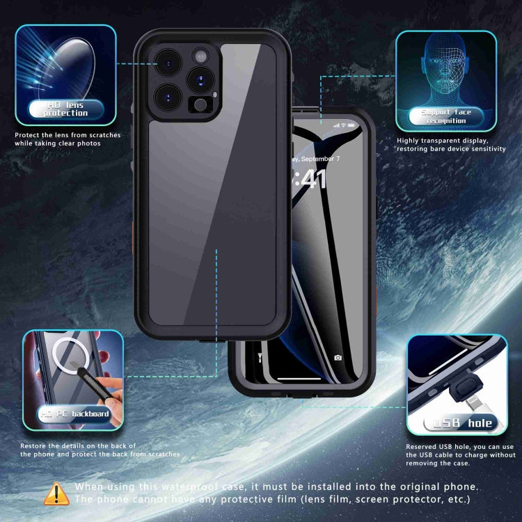 For iPhone 16 Pro RedPepper Transparent Dot IP68 Waterproof Triple-proof Phone Case(Black Dark Grey) - free shipping - PMC Jewellery - Order now!