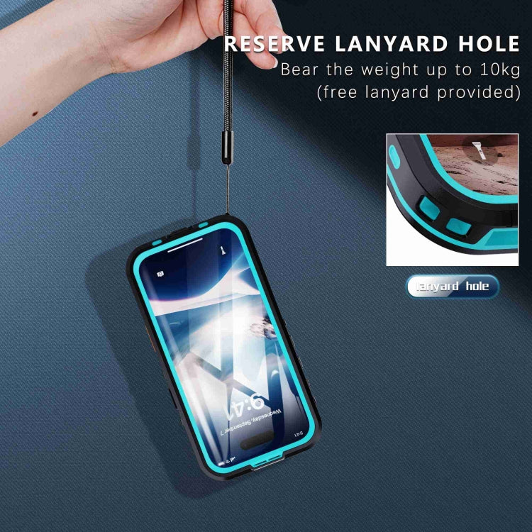 For iPhone 16 RedPepper Transparent Dot IP68 Waterproof Triple-proof Phone Case(Black Blue) - iPhone 16 Cases by RedPepper | Online Shopping South Africa | PMC Jewellery | Buy Now Pay Later Mobicred