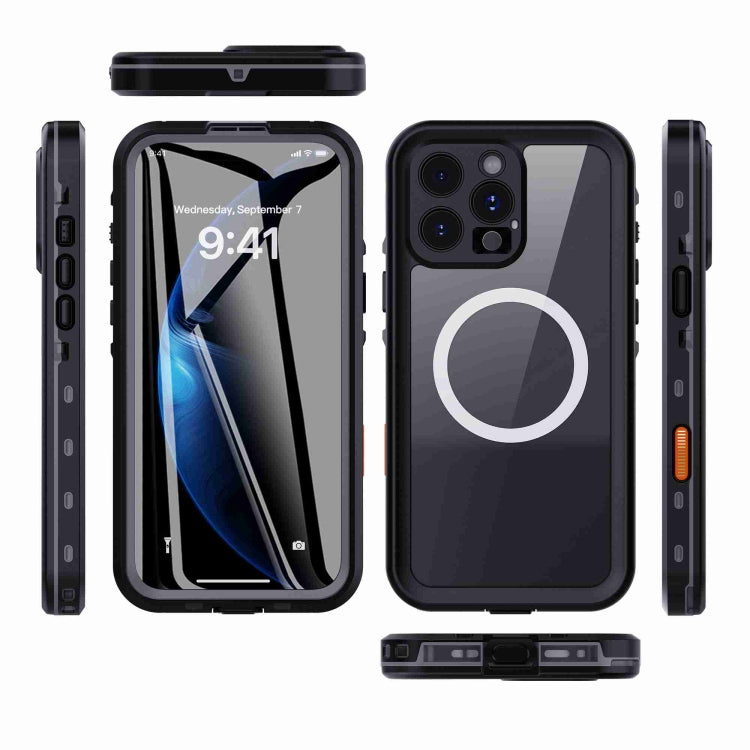 For iPhone 16 Pro RedPepper Transparent Dot IP68 Waterproof Triple-proof MagSafe Phone Case(Black Dark Grey) - free shipping - PMC Jewellery - Order now!