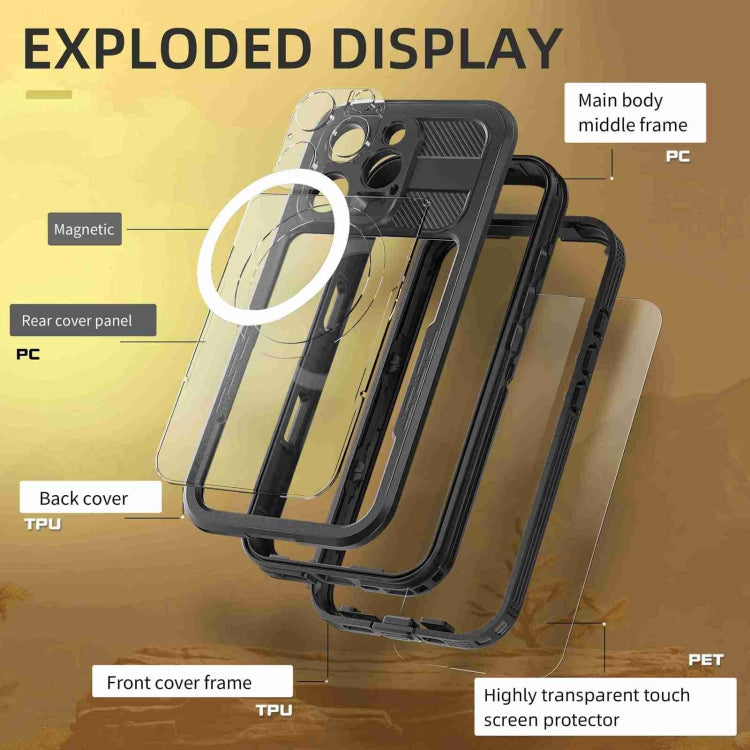 For iPhone 16 Pro RedPepper IP68 Waterproof Triple-proof MagSafe Phone Case(Black) - free shipping - PMC Jewellery - Order now!