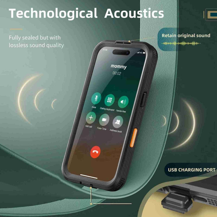 For iPhone 16 Pro RedPepper IP68 Waterproof Triple-proof MagSafe Phone Case(Black) - free shipping - PMC Jewellery - Order now!