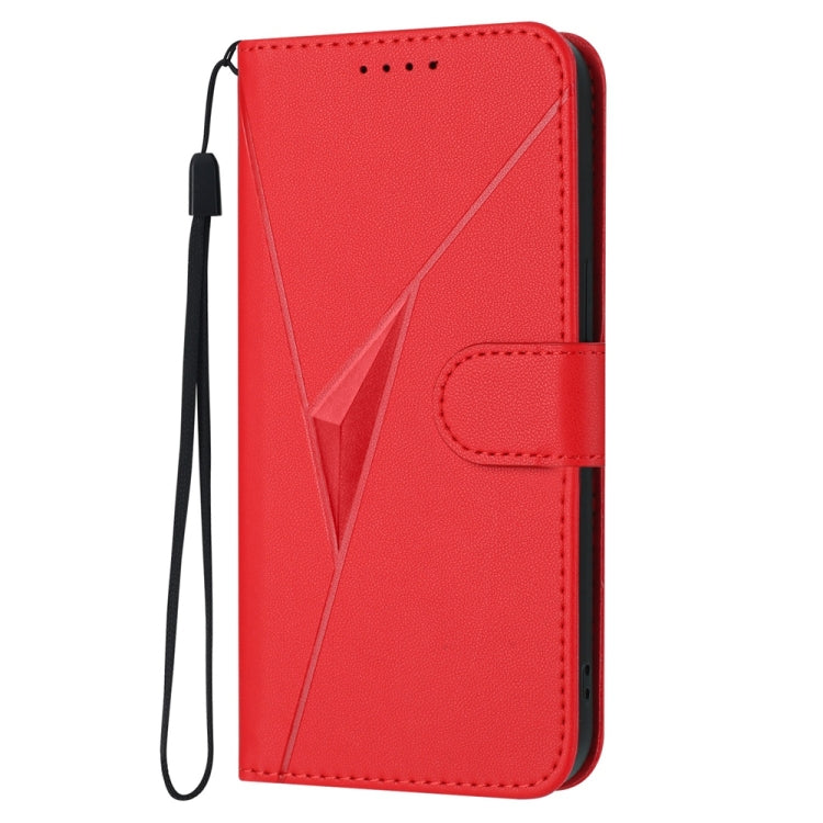 For Samsung Galaxy S25 5G Triangle Pattern Buckle Clasp Leather Phone Case(Red) - Galaxy S25 5G Cases by PMC Jewellery | Online Shopping South Africa | PMC Jewellery | Buy Now Pay Later Mobicred