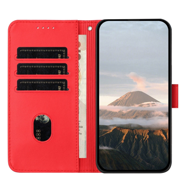For Samsung Galaxy S25 5G Triangle Pattern Buckle Clasp Leather Phone Case(Red) - Galaxy S25 5G Cases by PMC Jewellery | Online Shopping South Africa | PMC Jewellery | Buy Now Pay Later Mobicred
