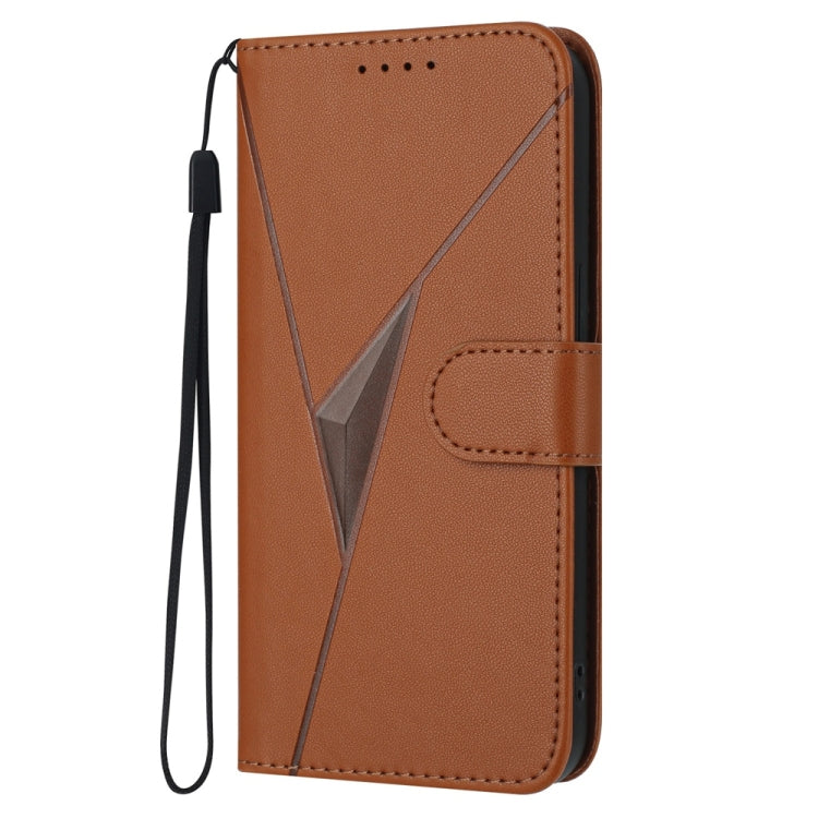 For Samsung Galaxy S25+ 5G Triangle Pattern Buckle Clasp Leather Phone Case(Brown) - Galaxy S25+ 5G Cases by PMC Jewellery | Online Shopping South Africa | PMC Jewellery | Buy Now Pay Later Mobicred