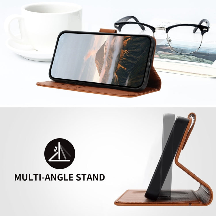 For Samsung Galaxy S25+ 5G Triangle Pattern Buckle Clasp Leather Phone Case(Brown) - Galaxy S25+ 5G Cases by PMC Jewellery | Online Shopping South Africa | PMC Jewellery | Buy Now Pay Later Mobicred