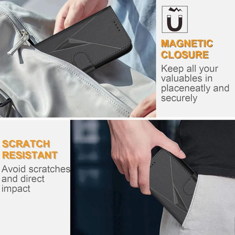 For Samsung Galaxy S25+ 5G Triangle Pattern Buckle Clasp Leather Phone Case(Black) - Galaxy S25+ 5G Cases by PMC Jewellery | Online Shopping South Africa | PMC Jewellery | Buy Now Pay Later Mobicred