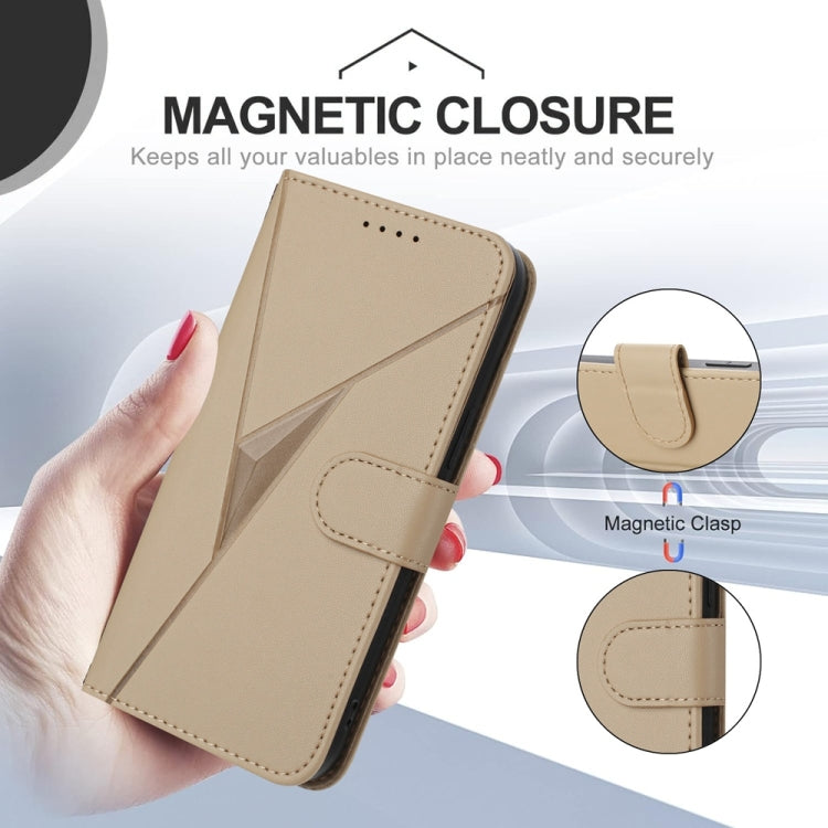 For Samsung Galaxy S25+ 5G Triangle Pattern Buckle Clasp Leather Phone Case(Gold) - Galaxy S25+ 5G Cases by PMC Jewellery | Online Shopping South Africa | PMC Jewellery | Buy Now Pay Later Mobicred