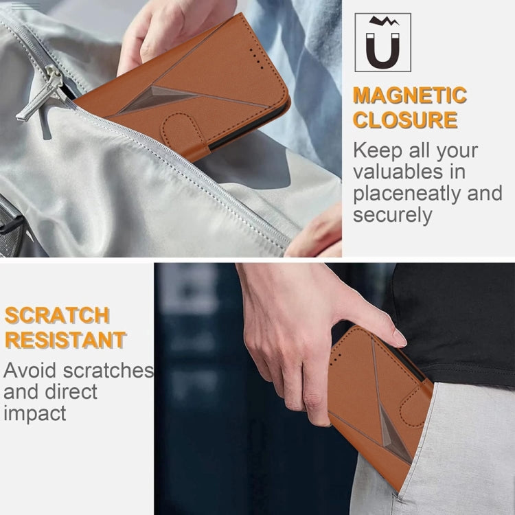 For Samsung Galaxy S25 Ultra 5G Triangle Pattern Buckle Clasp Leather Phone Case(Brown) - Galaxy S25 Ultra 5G Cases by PMC Jewellery | Online Shopping South Africa | PMC Jewellery | Buy Now Pay Later Mobicred