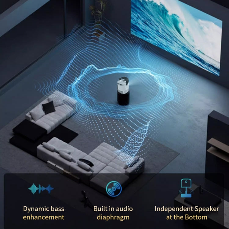 TS-2 1920 x 1080P 240ANSI HiSilicon 352 Android 9.0 Telescopic Projector, EU Plug(White) - LED Projector by PMC TechLife | Online Shopping South Africa | PMC TechLife | Buy Now Pay Later Mobicred