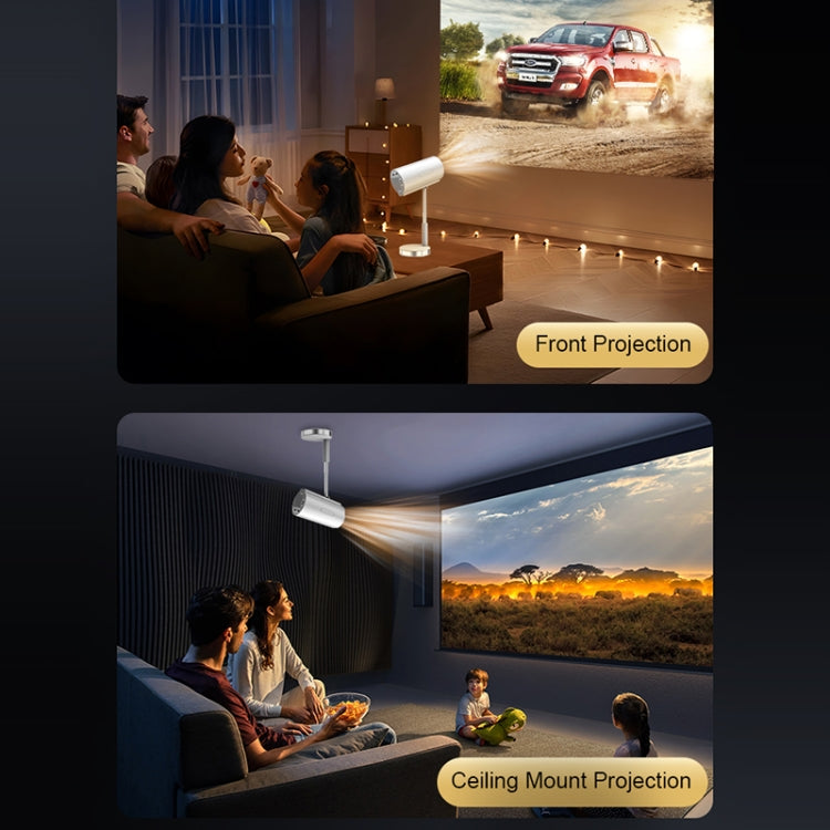 TS-3 1280x720P 260ANSI HiSilicon 352 Android 9.0 Telescopic Projector, UK Plug(White) - LED Projector by PMC TechLife | Online Shopping South Africa | PMC TechLife | Buy Now Pay Later Mobicred