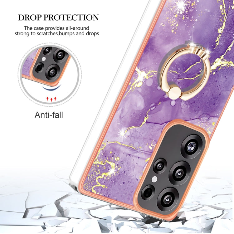 For Samsung Galaxy S25 Ultra 5G Electroplating Marble IMD TPU Phone Case with Ring Holder(Purple 002) - Galaxy S25 Ultra 5G Cases by PMC Jewellery | Online Shopping South Africa | PMC Jewellery | Buy Now Pay Later Mobicred