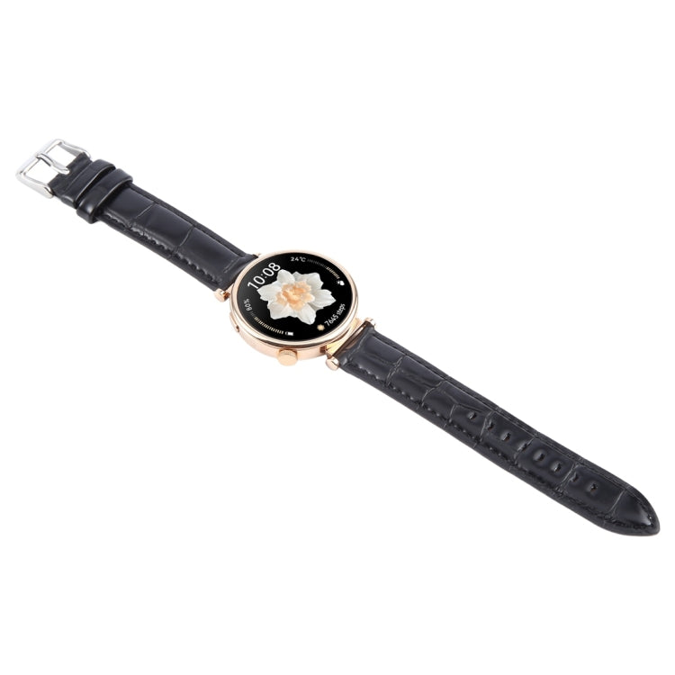 14mm Silver Steel Buckle Genuine Leather Watch Band Wristband(Bamboo Black) - 20mm Bands by PMc TechLife | Online Shopping South Africa | PMc TechLife | Buy Now Pay Later Mobicred