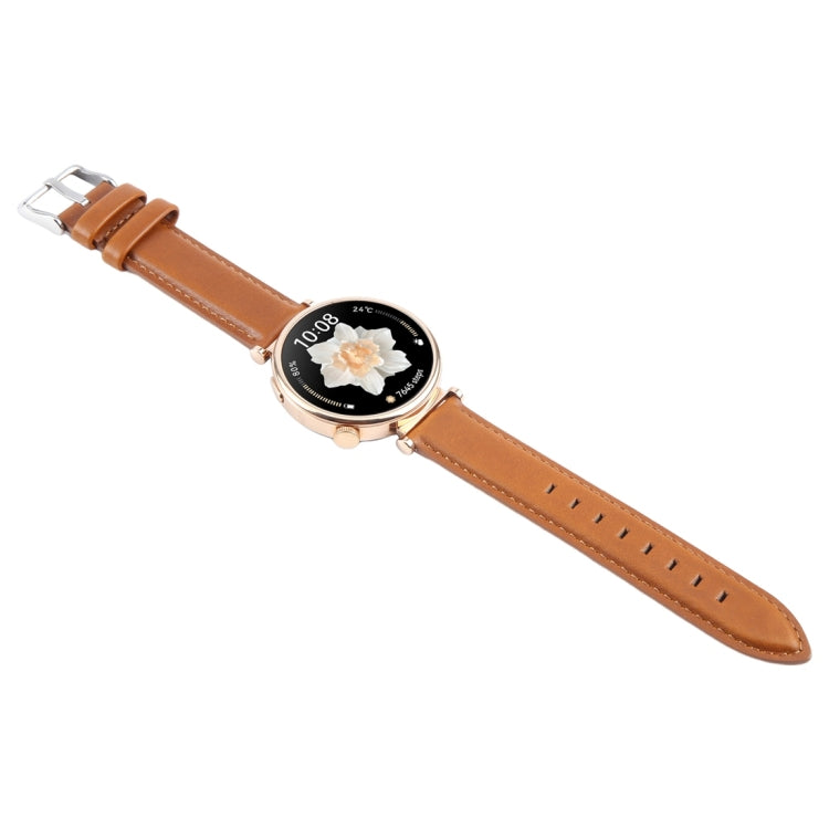18mm Silver Steel Buckle Genuine Leather Watch Band Wristband(Brown) - 18mm Bands by PMc TechLife | Online Shopping South Africa | PMc TechLife | Buy Now Pay Later Mobicred