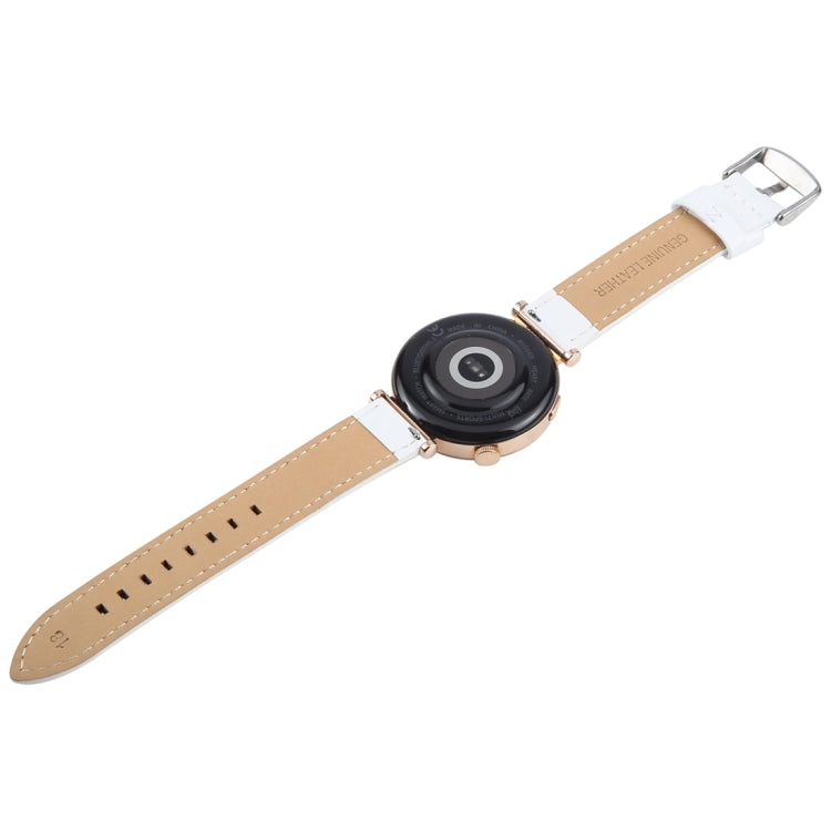 18mm Silver Steel Buckle Genuine Leather Watch Band Wristband(White) - 18mm Bands by PMc TechLife | Online Shopping South Africa | PMc TechLife | Buy Now Pay Later Mobicred