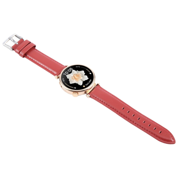 22mm Silver Steel Buckle Genuine Leather Watch Band Wristband(Red) - 22mm Bands by PMc TechLife | Online Shopping South Africa | PMc TechLife | Buy Now Pay Later Mobicred