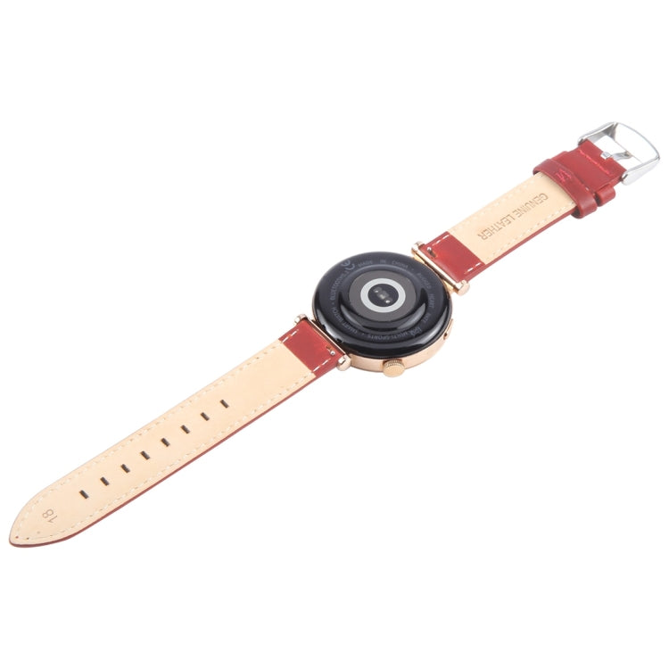 22mm Silver Steel Buckle Genuine Leather Watch Band Wristband(Red) - 22mm Bands by PMc TechLife | Online Shopping South Africa | PMc TechLife | Buy Now Pay Later Mobicred